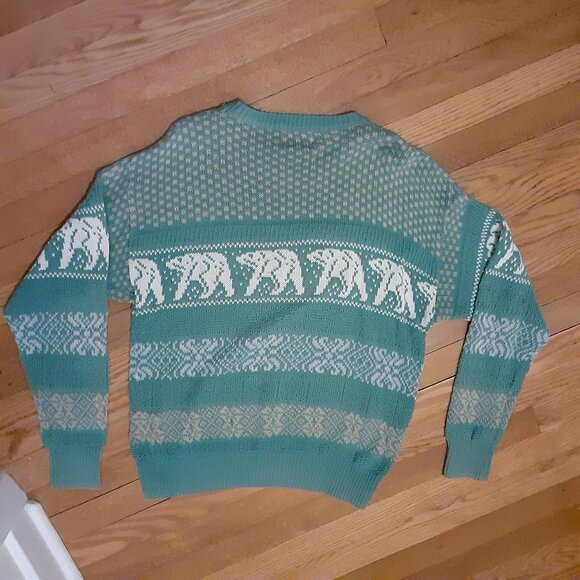 VINTAGE LONDON FOG 100% COTTON CREW NECK MEN'S PULLOVER SWEATER GREEN, BEIGE MED - Picture 1 of 4